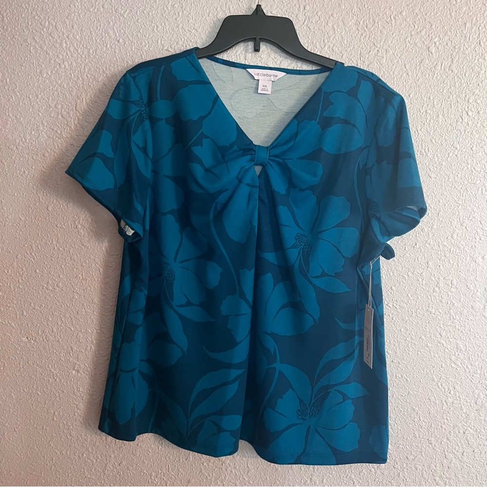 Liz Claiborne Blue Floral Blouse